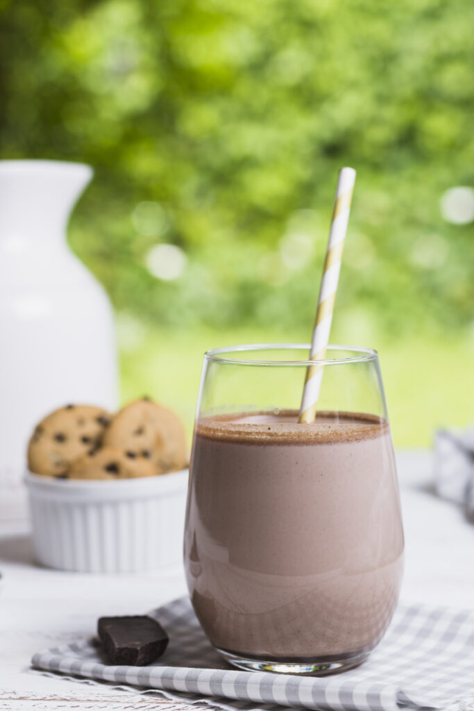 A mint chocolate high-protein shake